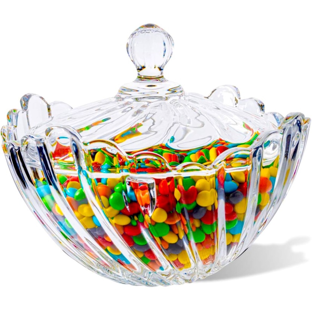 ComSaf Glass Candy Dish with Lid, 30OZ Large Candy Jar with lid